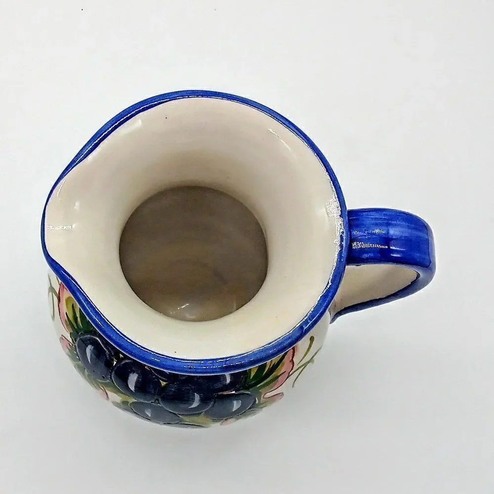 Hand-Painted Italian Grapes Small Ceramic Pitcher